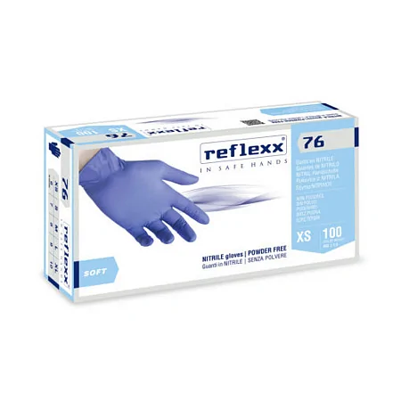 Резиновые перчатки нитриловые синие Reflexx 3,5 гр. Толщина 0,07 мм