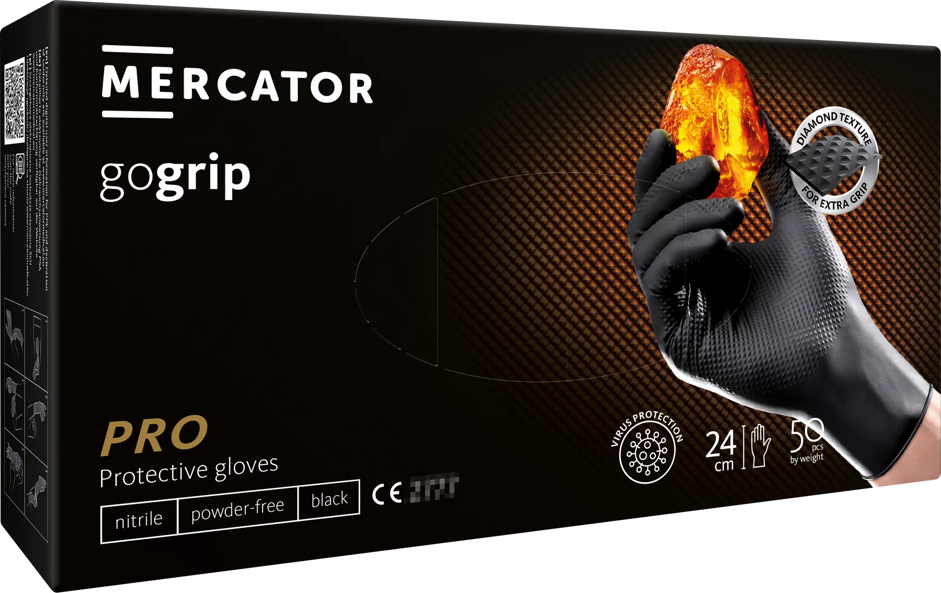 Перчатки нитриловые GoGrip черные 50пар