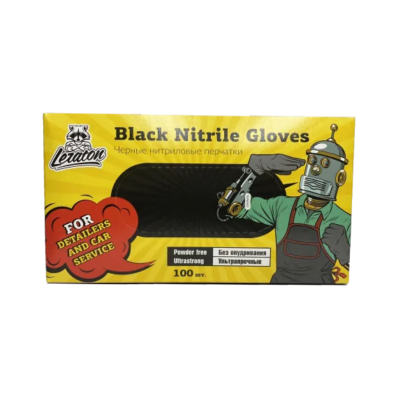 Перчатки нитриловые черные Leraton 100шт