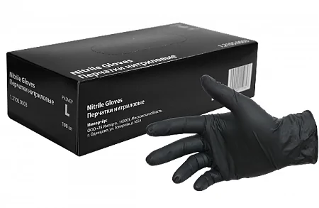 Перчатки нитриловые чёрные 60 мкм 100шт