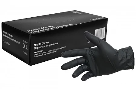 Перчатки нитриловые чёрные 60 мкм 100шт