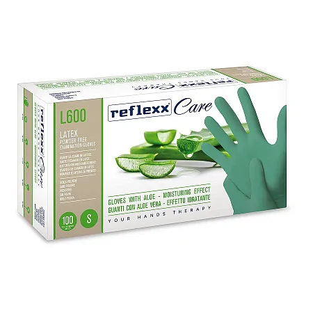 Одноразовые перчатки латексные 24см 6,2гр толщина 0,12мм Reflexx L600