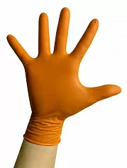 Перчатки нитриловые неопудренные текстурированные IronGrip Оранж