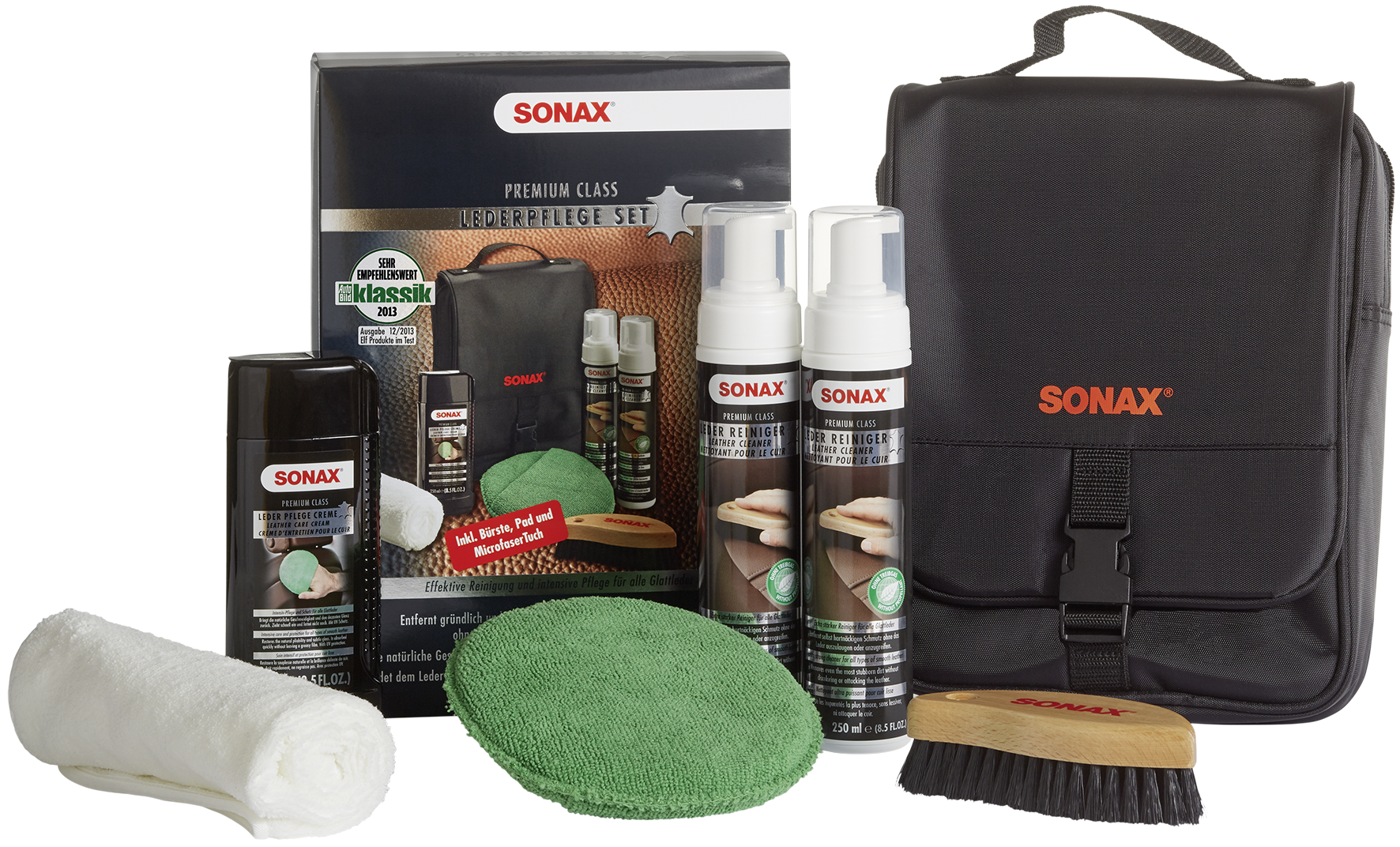 Набор автокосметики. Автохимия Sonax Leather Care. Sonax Leather Cleaner Foam. Sonax для кожи. Набор автохимии Sonax.