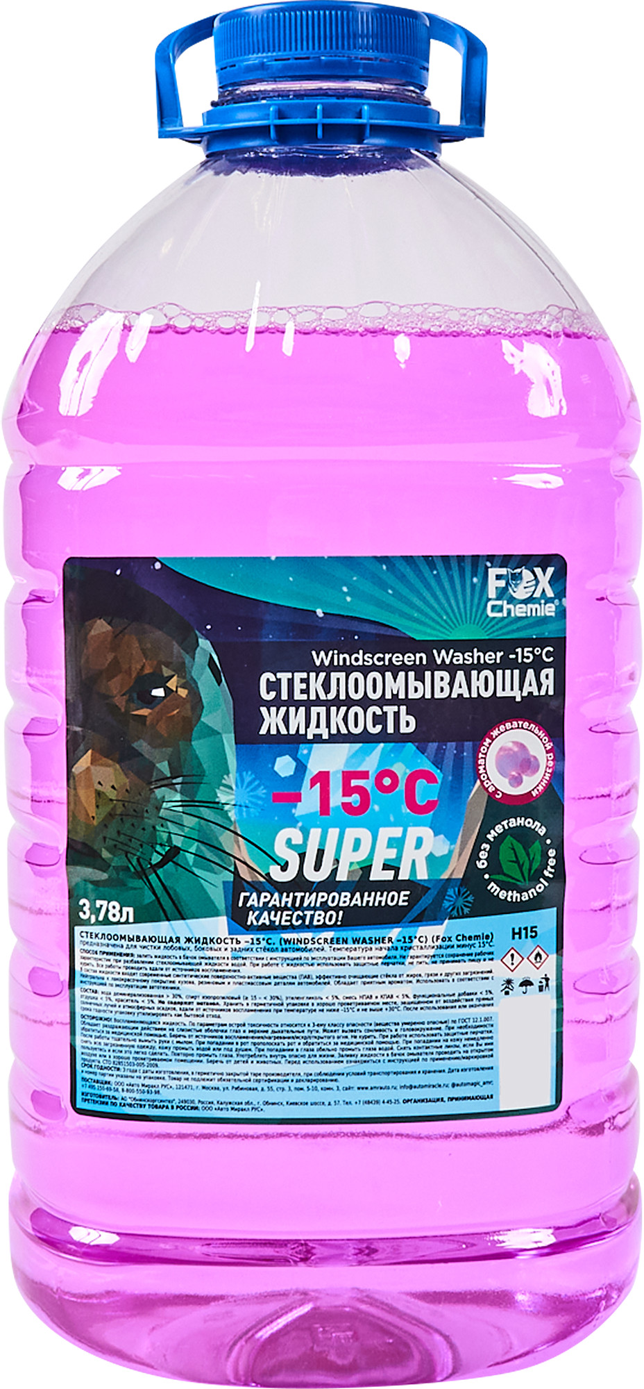 Стеклоомывающая незамерзающая жидкость WIindscreen Washer -15C - купить в  Москве в VDA Shop 3.79 л