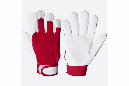 Перчатки кожаные рабочие цвет красно-белый Mechanic JLE301-10